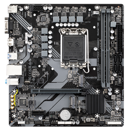 440x440 Gigabyte | B760M H DDR4 1.0 M/B | Processor family Intel | Processor socket LGA1700 | DDR4 DIMM | Memory slots 2 | Supported hard disk drive interfaces SATA, M.2 | Number of SATA connectors 4 | Chipset Intel B760 Express | Micro ATX