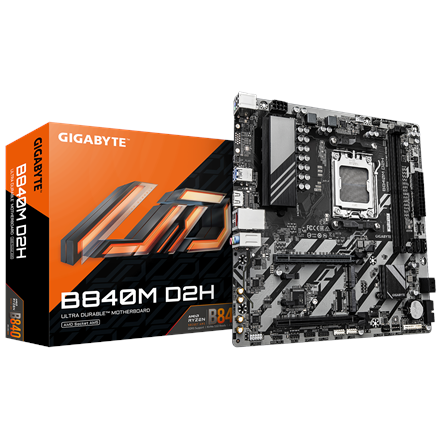 440x440 Gigabyte B840M D2H | Processor family AMD | Processor socket AM5 | DDR5 | Supported hard disk drive interfaces SATA, M.2 | Number of SATA connectors 4
