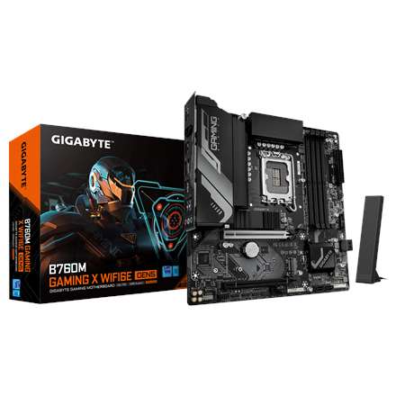 440x440 Gigabyte B760M GAMING X WIFI6E GEN5 | Processor family Intel | Processor socket LGA1700 | DDR5 | Supported hard disk drive interfaces SATA, M.2 | Number of SATA connectors 4