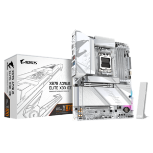 440x440 Gigabyte X870 AORUS ELITE X3D ICE | Processor family AMD | Processor socket AM5 | DDR5 | Supported hard disk drive interfaces SATA, M.2 | Number of SATA connectors 4