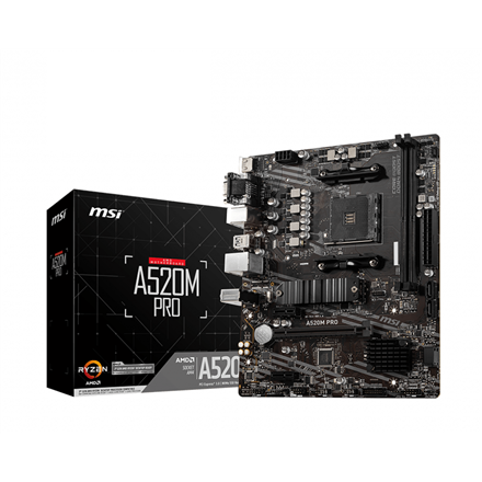 440x440 MSI | A520M PRO | Processor family AMD | Processor socket AM4 | DDR4 | Memory slots 2 | Chipset AMD A | Micro ATX