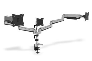 original Digitus Desk Mount | Triple Monitor Gas Spring Mount DA-90363 | Adjustable Height, Tilt, Swivel | 15-27 ” | Maximum weight (capacity) 3×6 kg | Silver