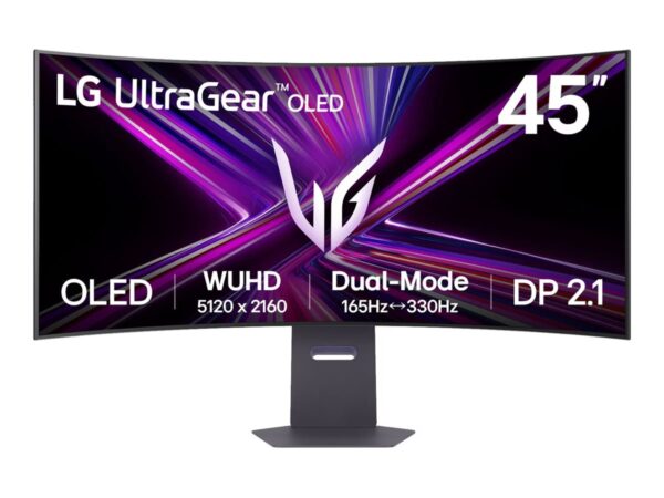 LG | 45GX950A-B | 45 " | OLED | 21:9 | 165 Hz | 0.03 ms | 5120 x 2160 pixels | 275 cd/m² | HDMI ports quantity 2 | Black