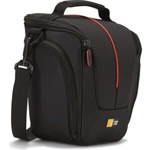 original Case Logic | DCB-306 SLR Camera Bag | Black | * Designed to fit an SLR camera with standard zoom lens attached * Internal zippered pocket stores memory cards, filter or lens cloth * Side zippered pockets store an extra battery, cables, lens cap, or small accessories * Lid unzips to create a wide opening for easy, quick access to the grip of your camera * Padded base protects your camera and lens * Integrated belt loop, padded handle and removable shoulder strap offer multiple carrying options